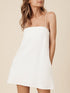Minimalist white suspender holiday dress