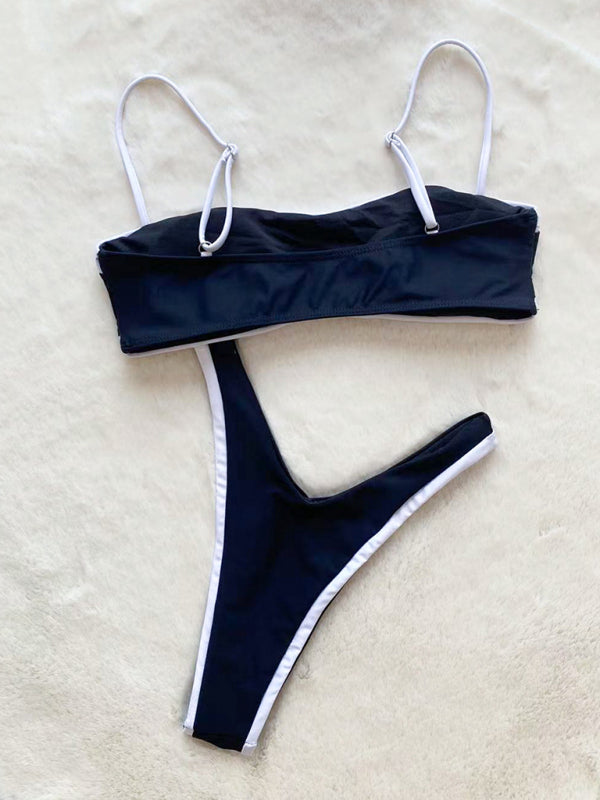 Black and white bikini with suspender tube top