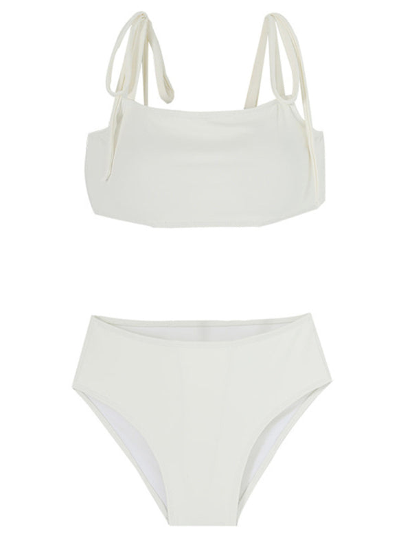 White bikini set with tie straps