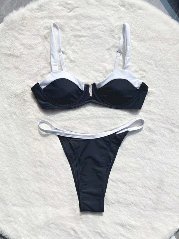 Black and white bikini set on display