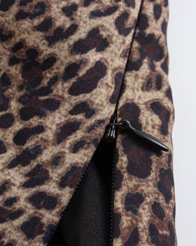 Leopard print satin camisole zipper detail