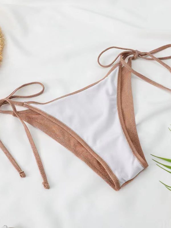 Brown bikini bottom with white lining