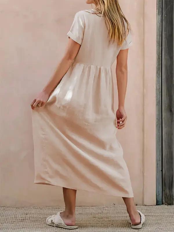 Back view of solid color elegant loose dress