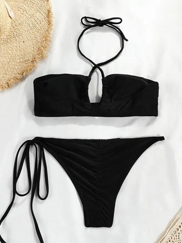 Black bandeau bikini set
