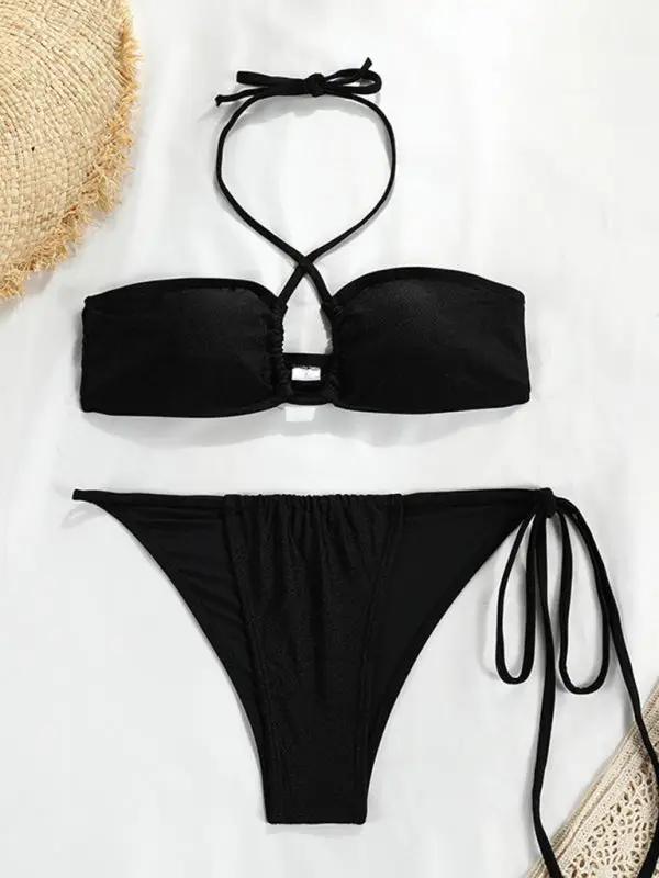 Back view of black bikini set