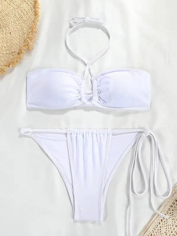 Back view of white bikini set