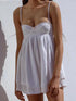 White lace splicing suspenders dress, low-cut A-line style