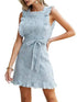 Light blue embroidered lace dress with ruffles