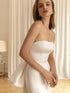 Elegant white tube top slim dress with large bow detail