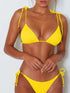 Yellow solid color pit strip sexy bikini