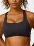 Black drawstring yoga bra, breathable solid color design