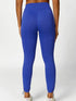 Blue drawstring yoga leggings, back view