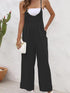 Black casual suspender trousers, front view