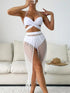 White bikini with sexy mesh skirt three-piece set