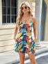 Colorful abstract print sling loose pocket jumpsuit