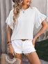White ruffle sleeve round neck T-shirt