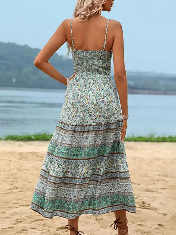 Back view of ethnic style suspender dress