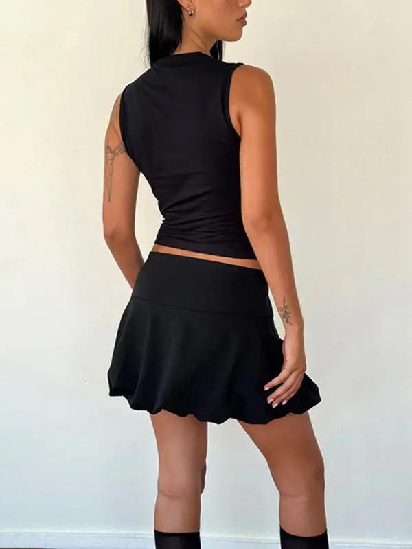 Black vest, back view with skirt