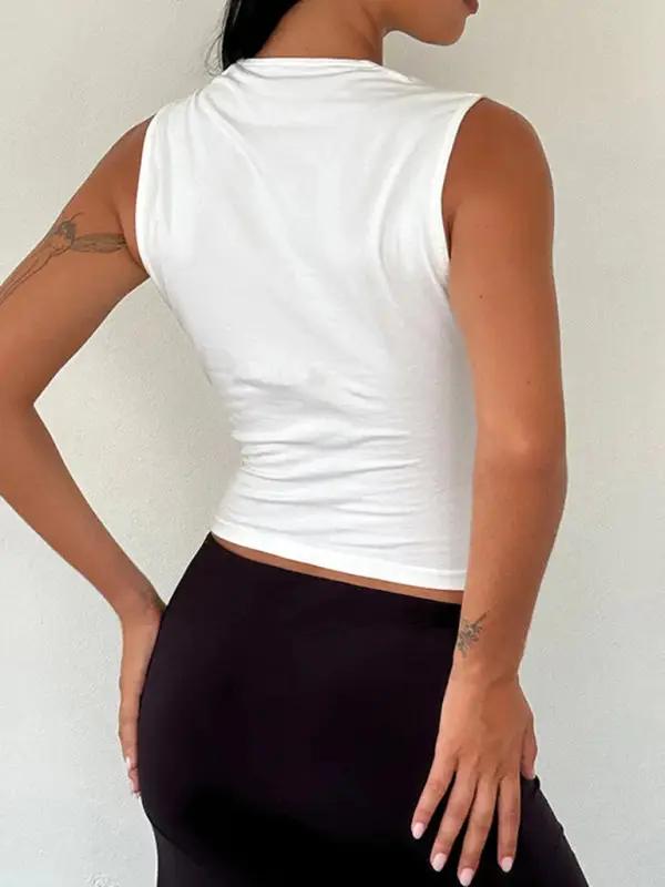 White casual vest, back view