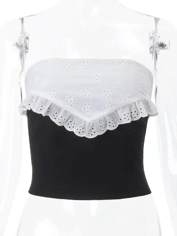 Front view of crochet pattern tube top on mannequin