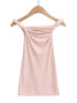 Pink twisting one-line collar slim T-shirt on hanger