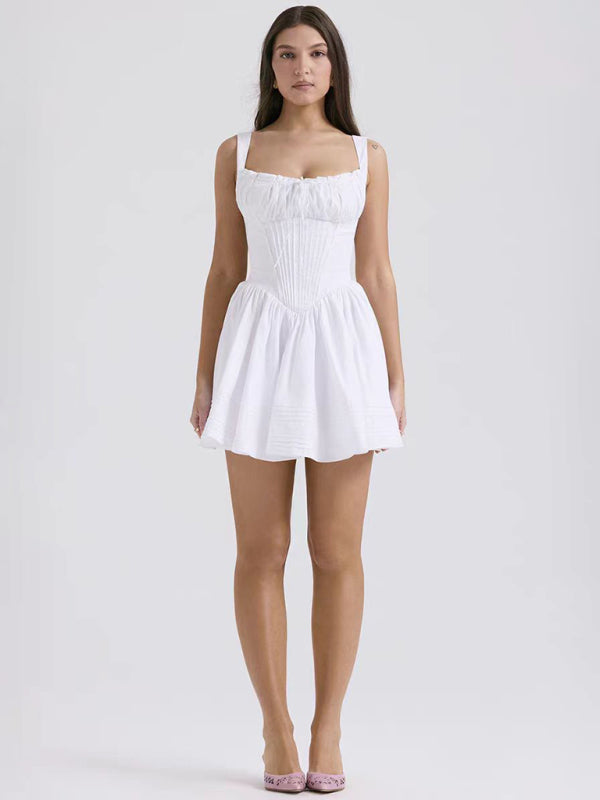 Neues sexy und elegantes Kleid mit Hosenträgern und Blumenmuster