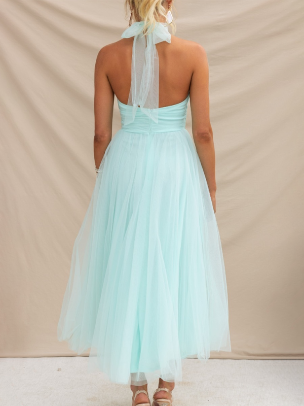 Neues Neckholder-Rollkragenkleid aus Netzstoff