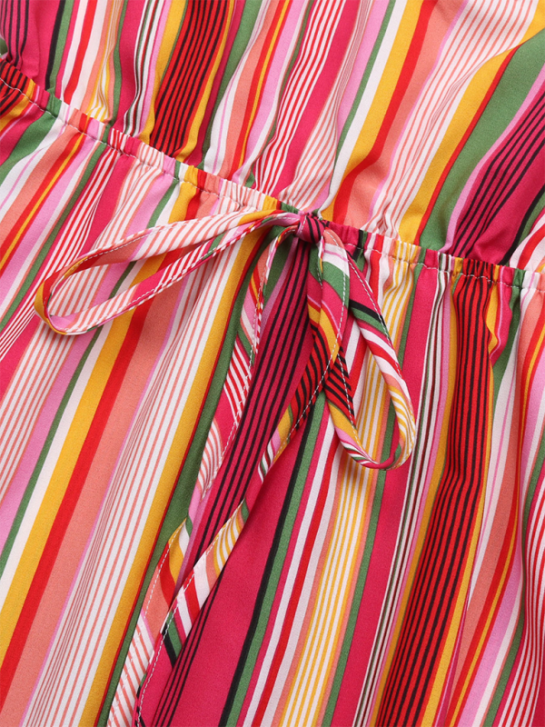 Neue ärmellose spitze spleißen rock außenhandel neckholder striped print kleid