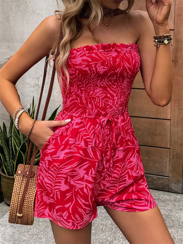 Neuer One-Shoulder-Overall mit elastischem, bedrucktem Tube-Top für Damen