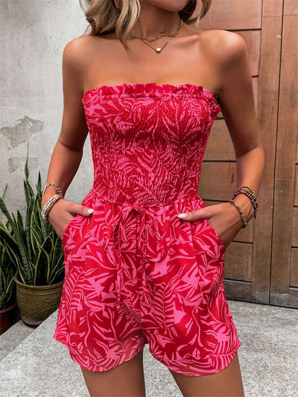 Neuer One-Shoulder-Overall mit elastischem, bedrucktem Tube-Top für Damen