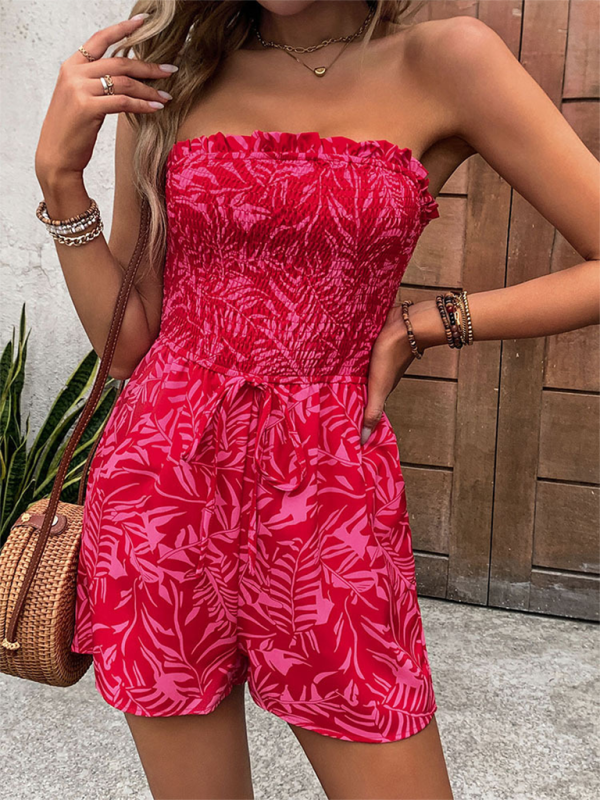 Neuer One-Shoulder-Overall mit elastischem, bedrucktem Tube-Top für Damen