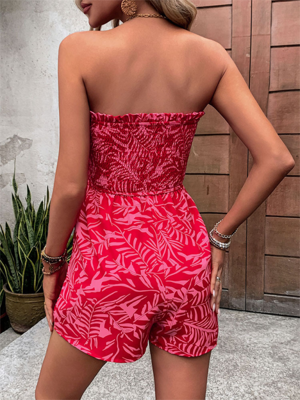 Neuer One-Shoulder-Overall mit elastischem, bedrucktem Tube-Top für Damen
