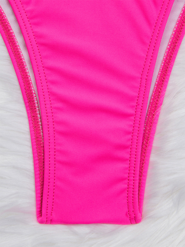 Einfarbiger Triangel-Bikini, sexy Tube-Top, Bikini mit Kordelzug