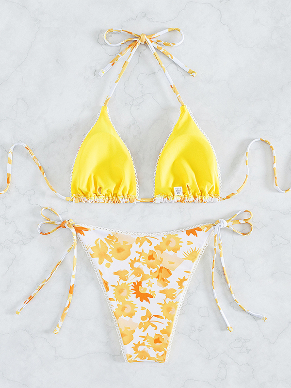 Damen Resort Badeanzug Bedruckter String-Bikini