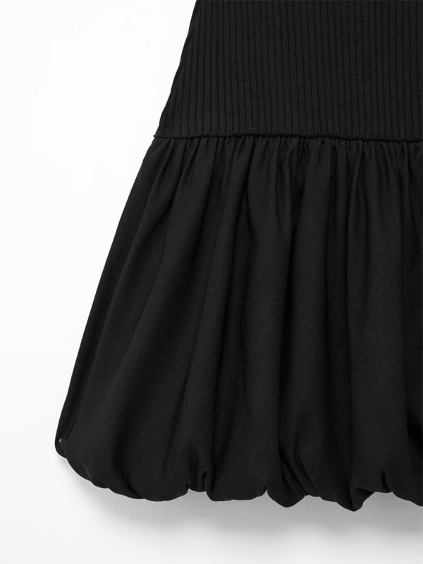 Neues lässiges ärmelloses geripptes Kleid im Ballonschnitt für Damen
