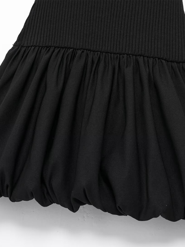 Neues lässiges ärmelloses geripptes Kleid im Ballonschnitt für Damen