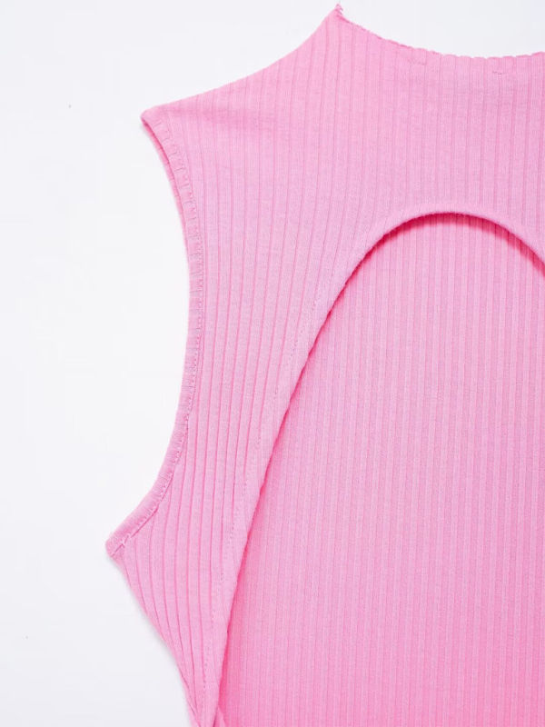 Neues lässiges ärmelloses geripptes Kleid im Ballonschnitt für Damen