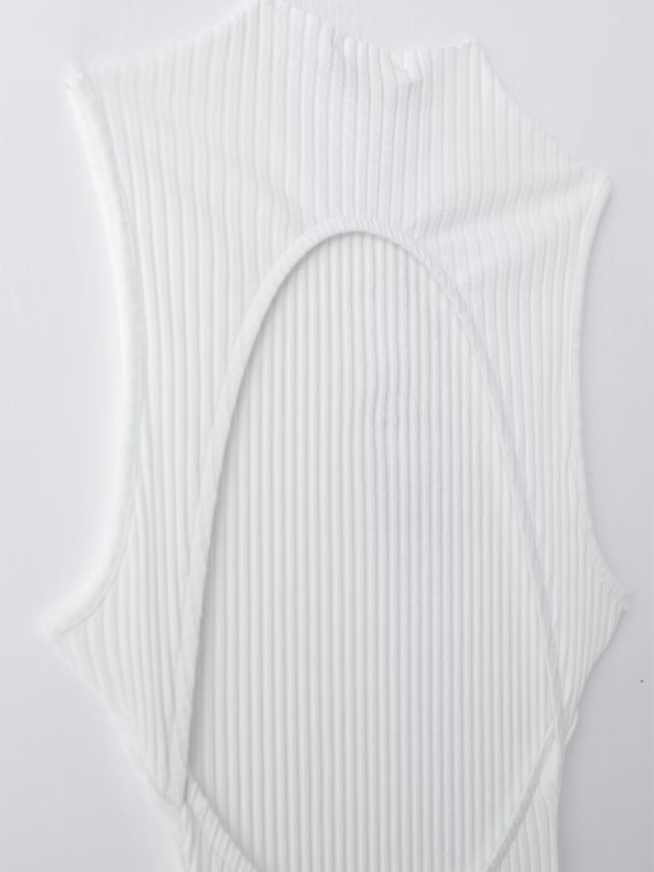 Neues lässiges ärmelloses geripptes Kleid im Ballonschnitt für Damen