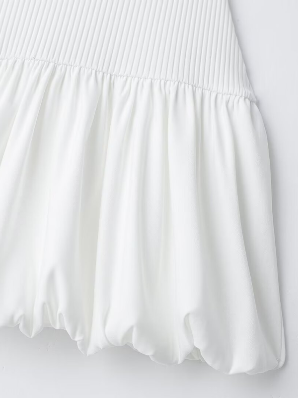 Neues lässiges ärmelloses geripptes Kleid im Ballonschnitt für Damen