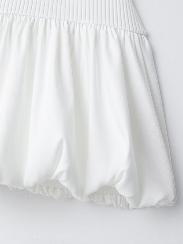 Neues lässiges ärmelloses geripptes Kleid im Ballonschnitt für Damen