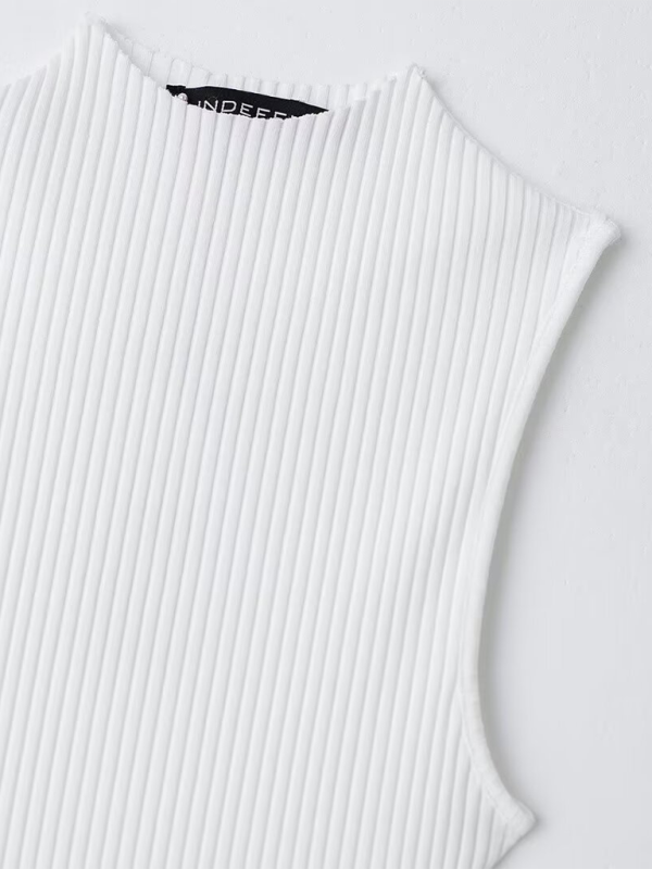 Neues lässiges ärmelloses geripptes Kleid im Ballonschnitt für Damen