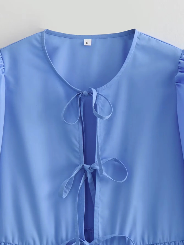 Damen Street Fashion Langarmshirt mit Schleife