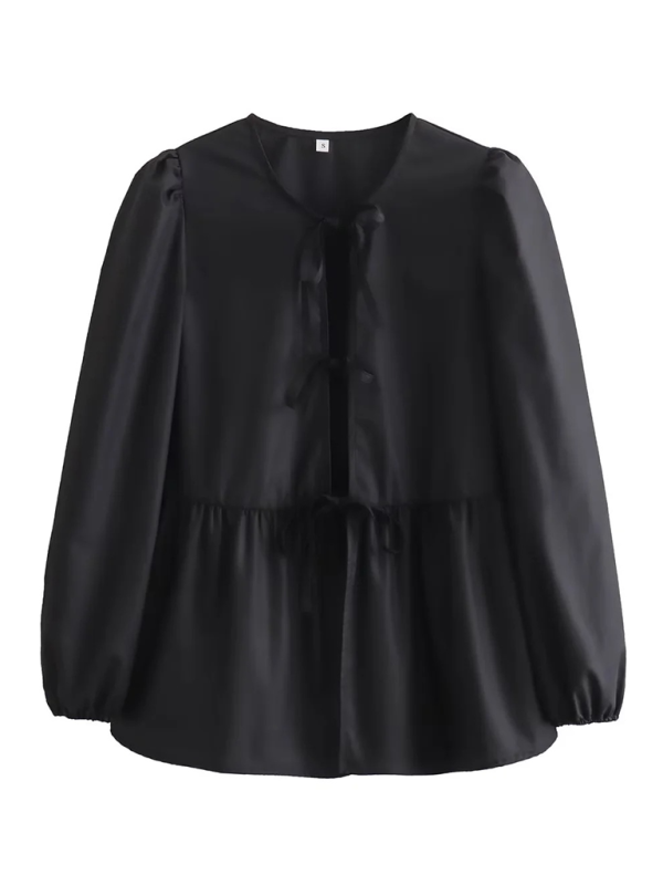 Damen Street Fashion Langarmshirt mit Schleife