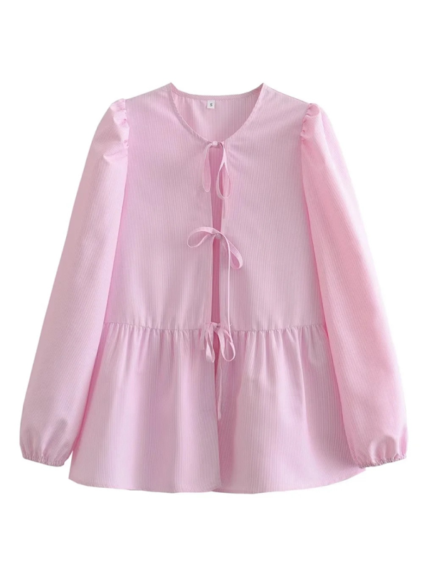 Damen Street Fashion Langarmshirt mit Schleife