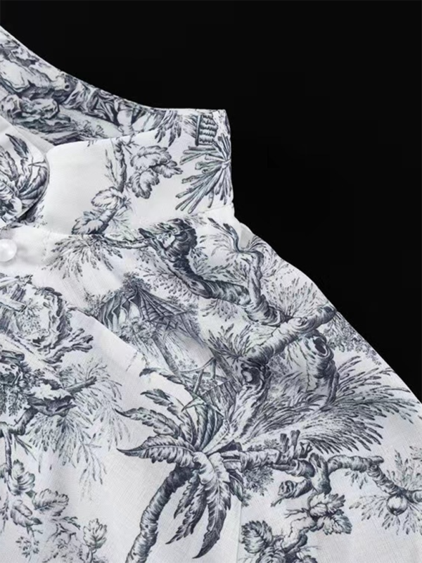 Kurzes Kleid in A-Linie mit Puffärmeln und Stehkragen im Retro-Stil zum Schnüren