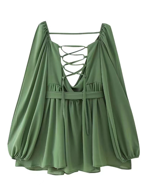 Modisches sexy Kleid mit schulterfreien Ärmeln und V-Ausschnitt