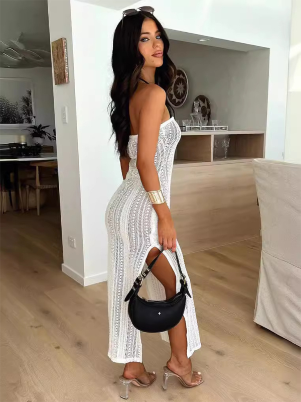 Damen neue Mode sexy durchsichtige Spitzenkleid Brust Wrap Hüftrock