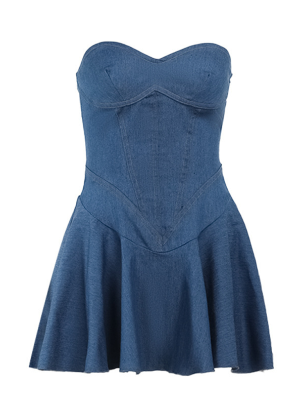 Sexy einfarbiges Tube-Top-Kleid für Damen
