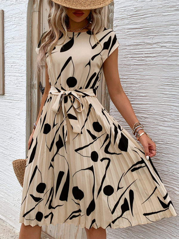 Neues Plisseekleid mit geometrischem Muster für Damen