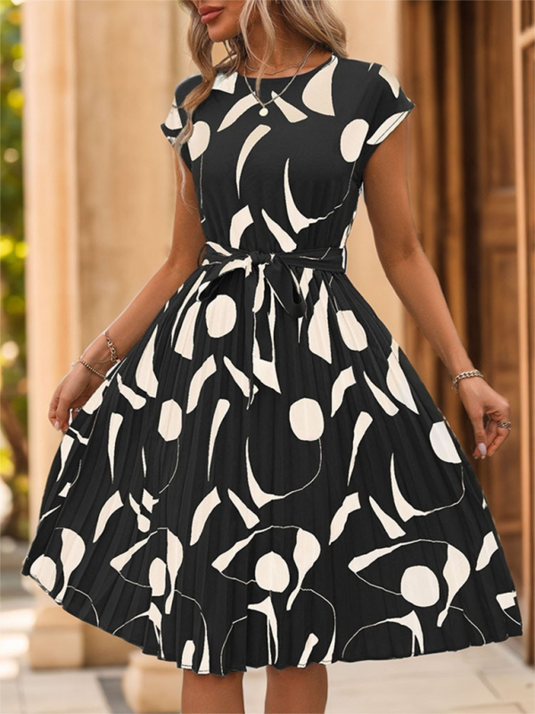 Neues Plisseekleid mit geometrischem Muster für Damen